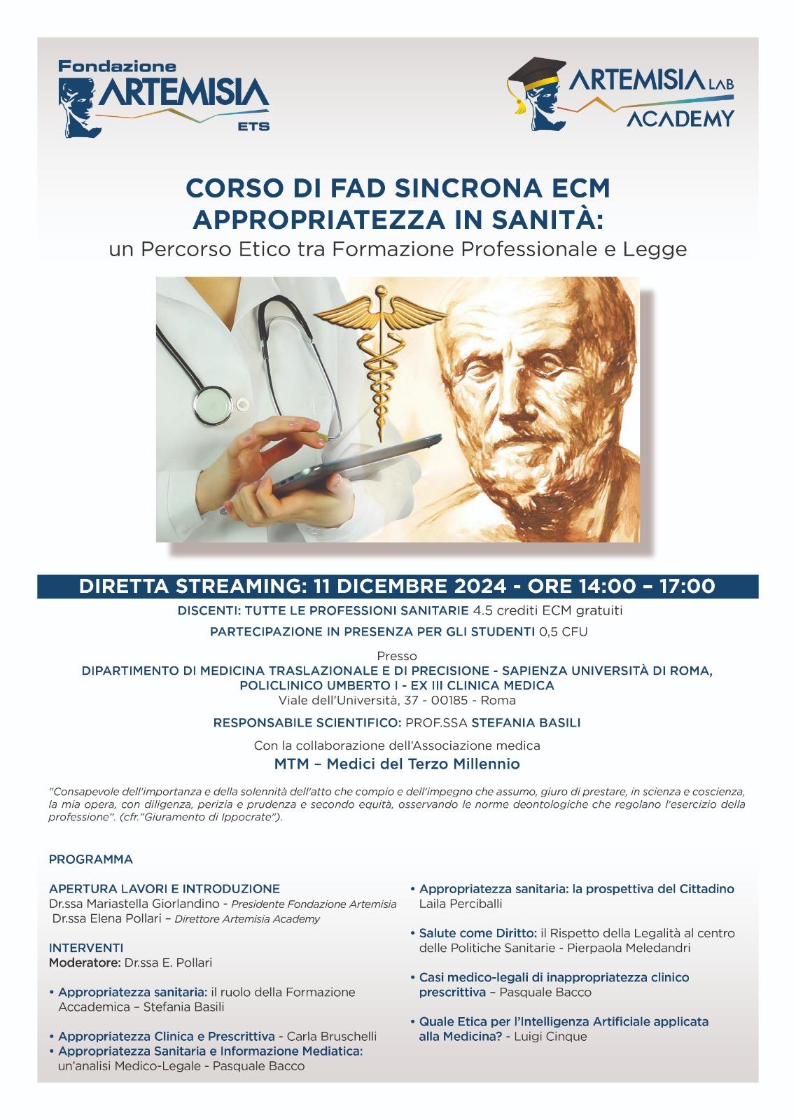 Appropriatezza in sanità. Un percorso etico tra formazione professionale e legge